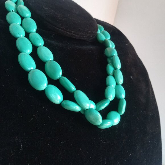Gorgeous Vintage Native American Tumbled Turquoise and Silver Necklace - Picture 1 of 10